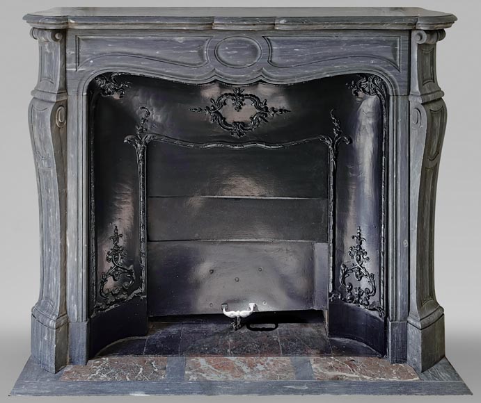 Beautiful Pompadour fireplace made of Blue Turquin marble-0