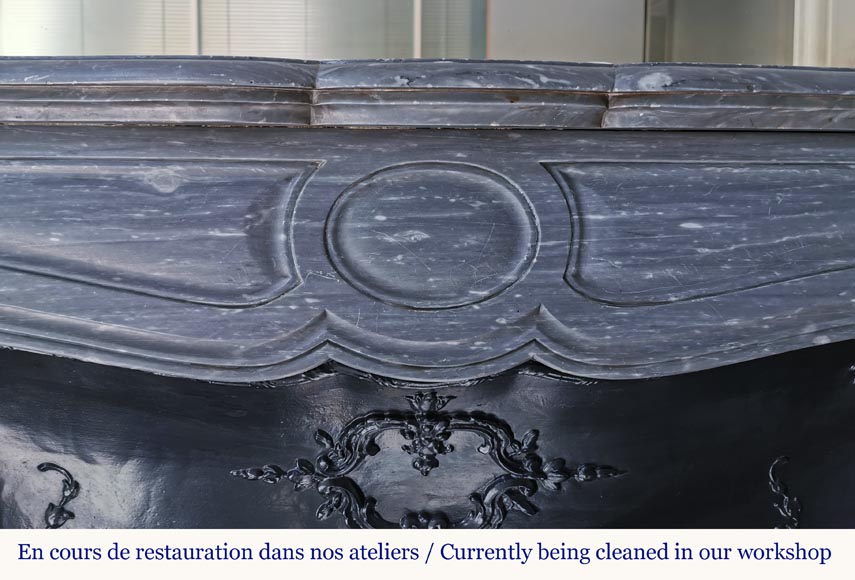 Beautiful Pompadour fireplace made of Blue Turquin marble-1
