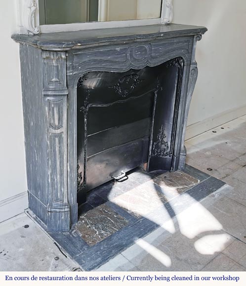 Beautiful Pompadour fireplace made of Blue Turquin marble-2