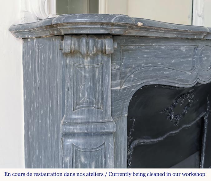 Beautiful Pompadour fireplace made of Blue Turquin marble-3