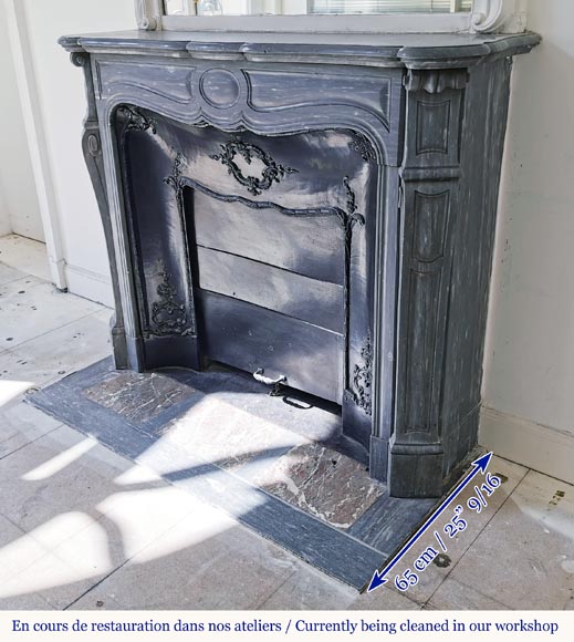 Beautiful Pompadour fireplace made of Blue Turquin marble-5