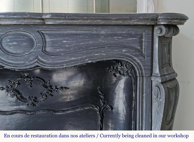 Beautiful Pompadour fireplace made of Blue Turquin marble-6