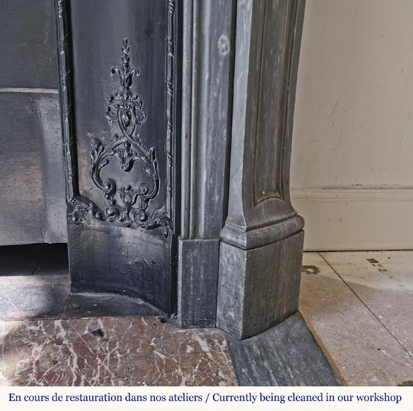 Beautiful Pompadour fireplace made of Blue Turquin marble-7