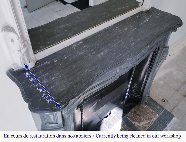 Beautiful Pompadour fireplace made of Blue Turquin marble-9