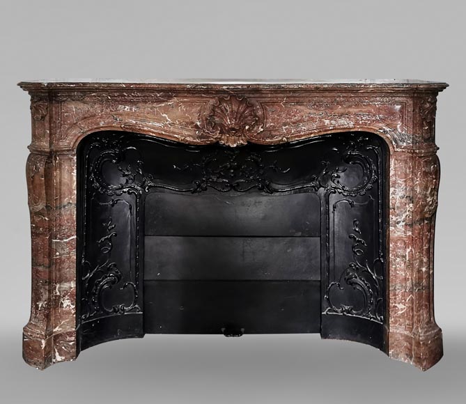 Beautiful Louis XV style fireplace in Red of the North marble -0