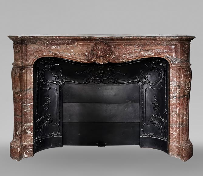 Beautiful Louis XV style fireplace in Red of the North marble -0
