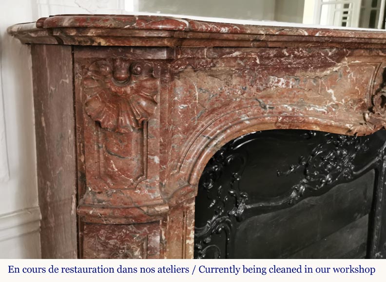 Beautiful Louis XV style fireplace in Red of the North marble -4