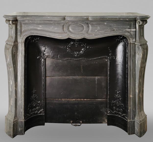 Beautiful Pompadour fireplace in Blue Turquin marble-0