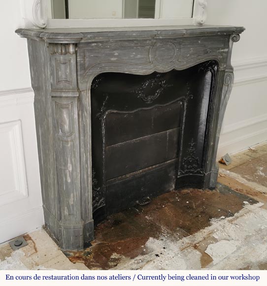 Beautiful Pompadour fireplace in Blue Turquin marble-2