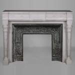Louis XVI style statuary Carrara marble mantel with detached quiver shaped columns