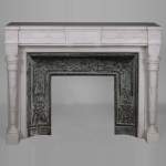 Louis XVI style statuary Carrara marble mantel with detached quiver shaped columns