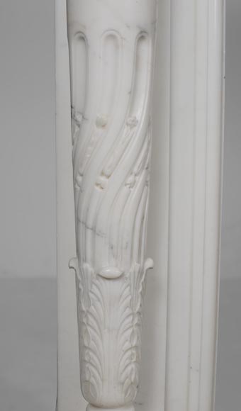 Louis XVI style statuary Carrara marble mantel with detached quiver shaped columns-8