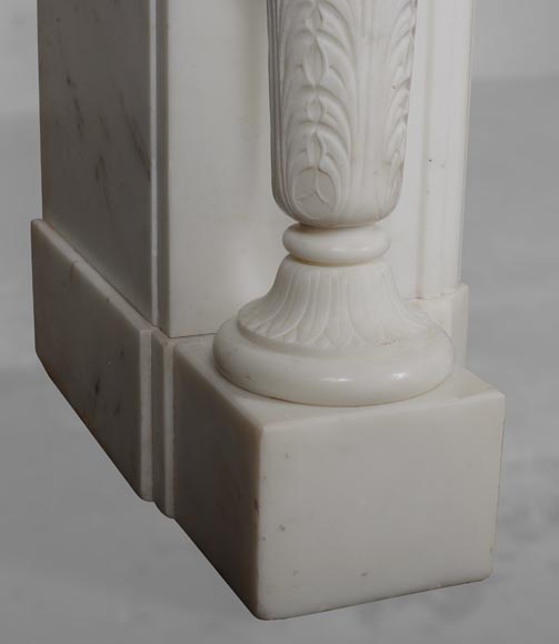 Louis XVI style statuary Carrara marble mantel with detached quiver shaped columns-9