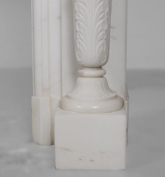 Louis XVI style statuary Carrara marble mantel with detached quiver shaped columns-13