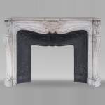 Beautiful Louis XV style fireplace in Carrara marble
