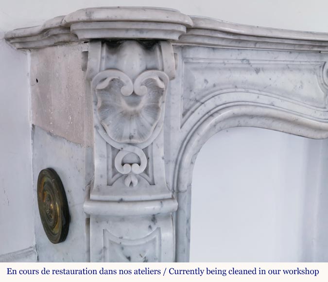 Beautiful Louis XV style fireplace in Carrara marble-4