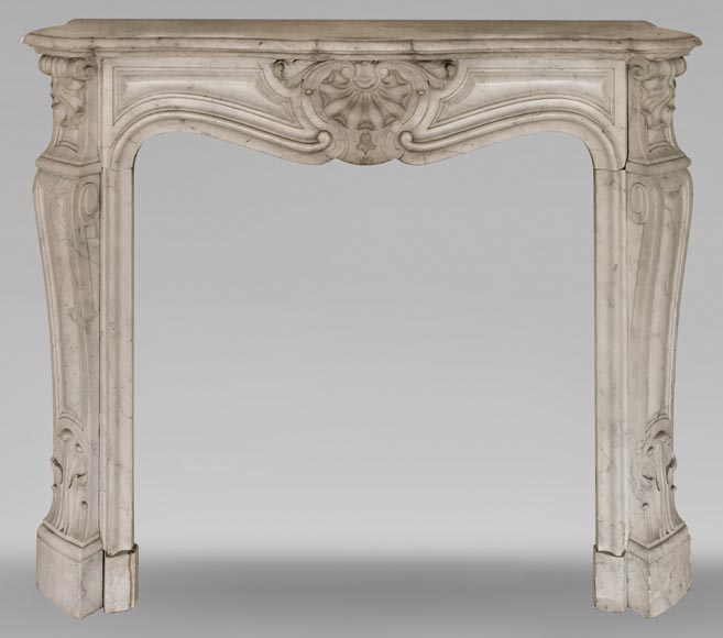 Small Louis XV style fireplace in Carrara marble-0