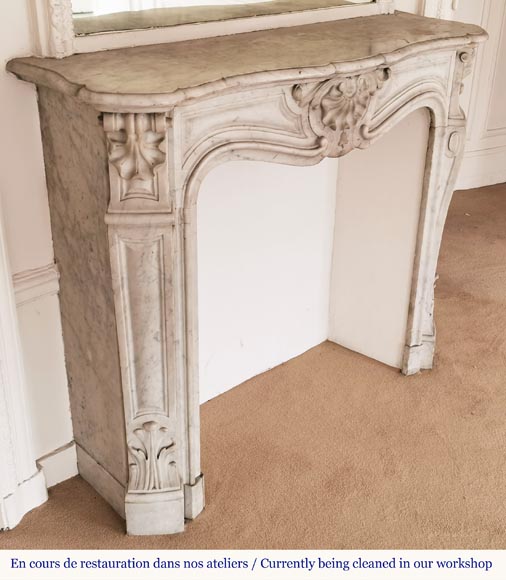 Small Louis XV style fireplace in Carrara marble-3