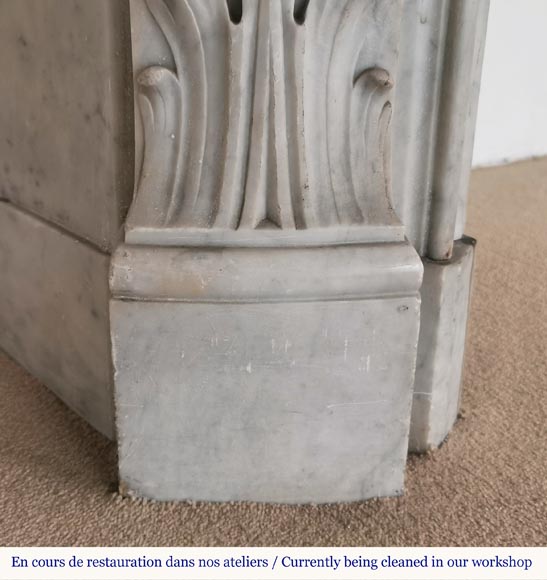 Small Louis XV style fireplace in Carrara marble-5