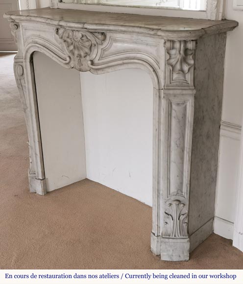 Small Louis XV style fireplace in Carrara marble-6