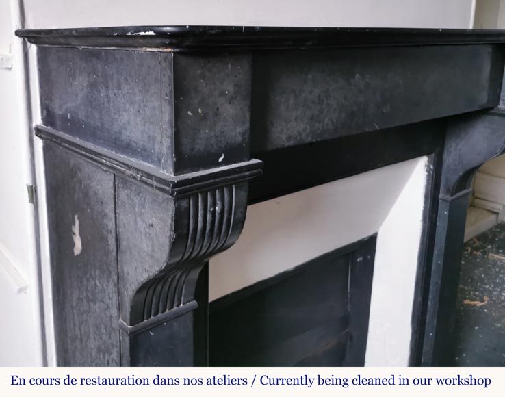 Small fireplace with modillions in Black marble-3