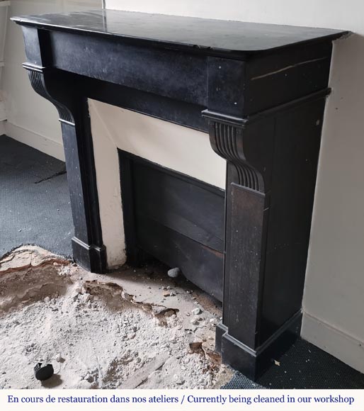 Small fireplace with modillions in Black marble-5