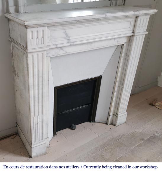 Louis XVI style fireplace in Arabescato marble-2