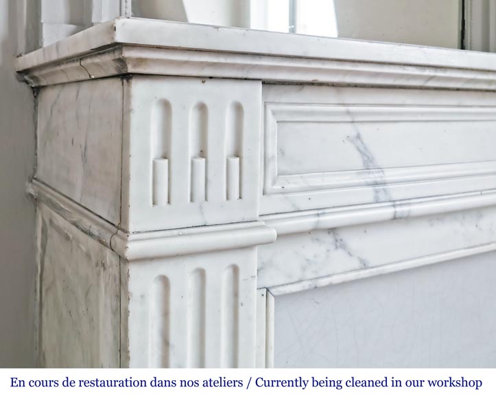 Louis XVI style fireplace in Arabescato marble-3