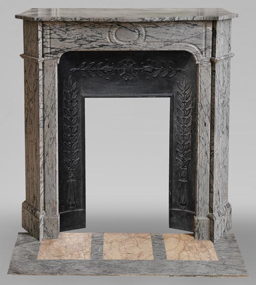 Small Louis XV style mantel in Bleu Fleuri marble-0