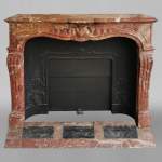 Louis XV style fireplace in Breche de Saint-Maximin marble