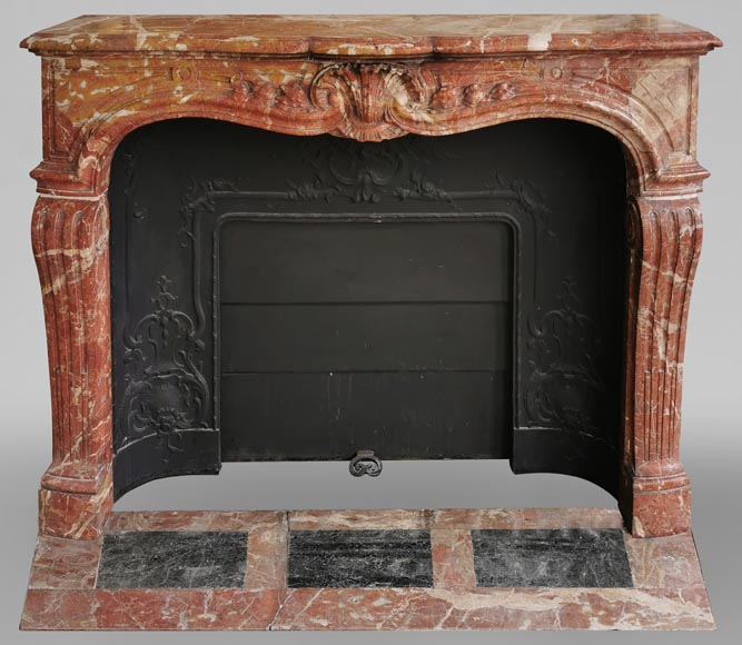 Louis XV style fireplace in Breche de Saint-Maximin marble-0
