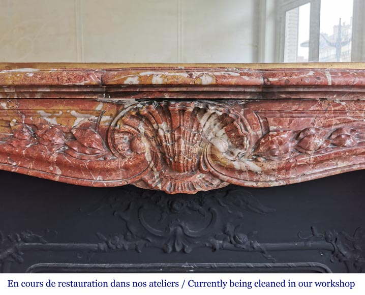 Louis XV style fireplace in Breche de Saint-Maximin marble-1
