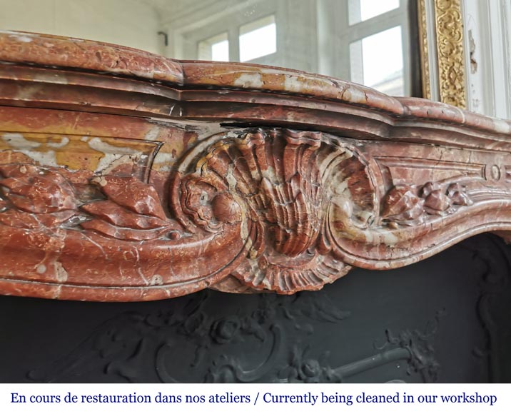 Louis XV style fireplace in Breche de Saint-Maximin marble-2