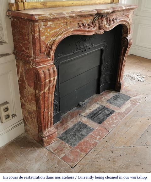 Louis XV style fireplace in Breche de Saint-Maximin marble-4