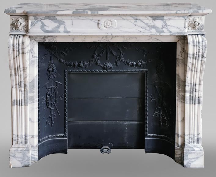 Louis XVI style fireplace in Arabescato marble-0