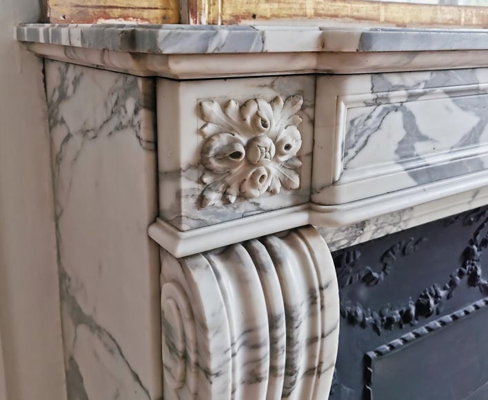 Louis XVI style fireplace in Arabescato marble-3