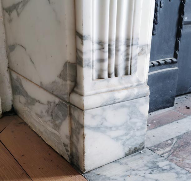 Louis XVI style fireplace in Arabescato marble-4