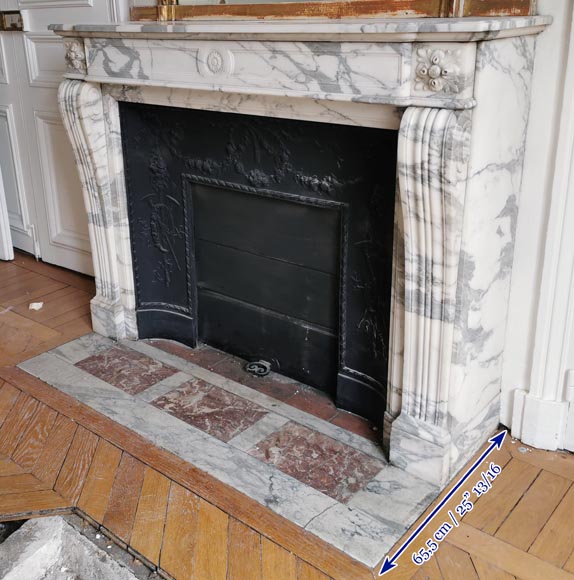 Louis XVI style fireplace in Arabescato marble-5