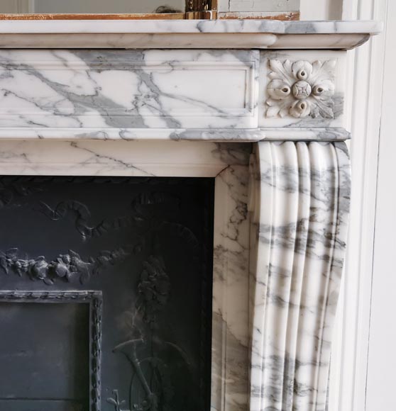 Louis XV style fireplace in Arabescato marble-6