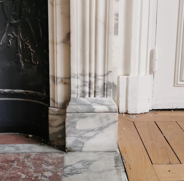 Louis XVI style fireplace in Arabescato marble-7