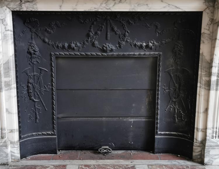 Louis XVI style fireplace in Arabescato marble-8