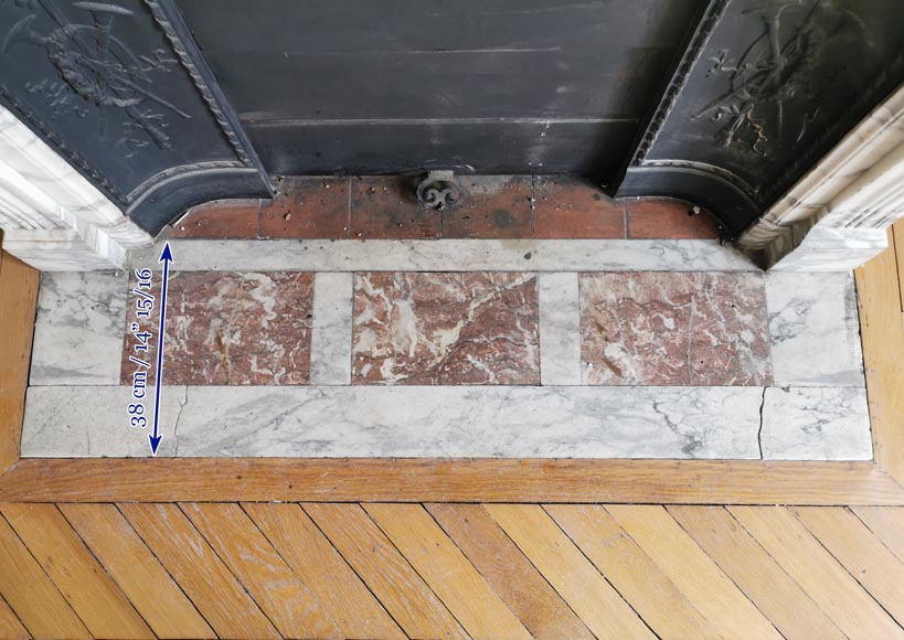 Louis XVI style fireplace in Arabescato marble-9
