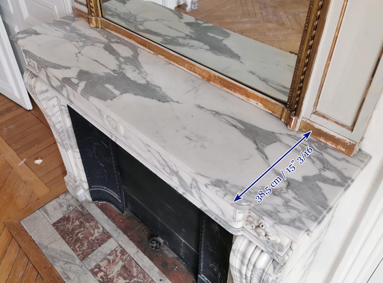 Louis XVI style fireplace in Arabescato marble-10