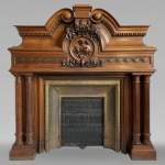 Henri II style walnut fireplace