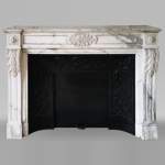 Louis XVI style fireplace in Arabescato marble with acanthus decoration