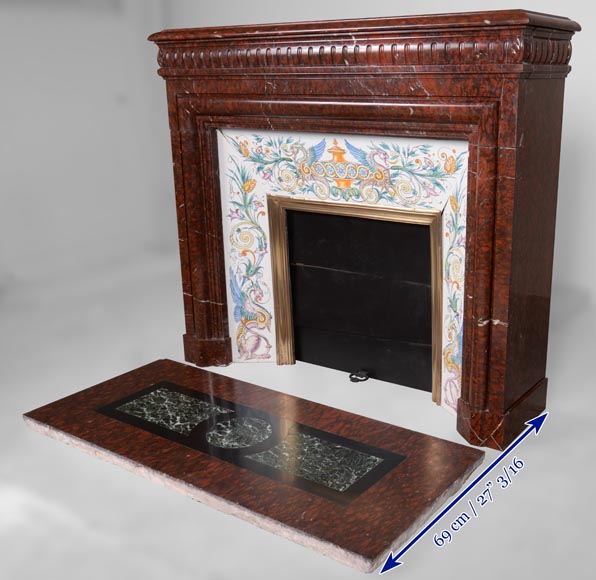 Napoleon III style mantel in Griotte marble-6