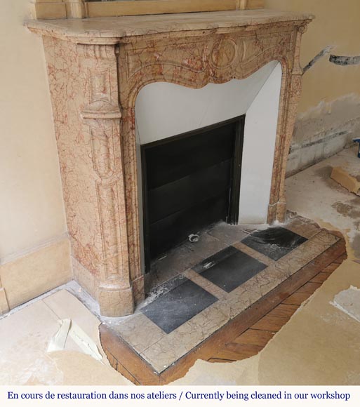 Pompadour model fireplace in Brocatelle, late 19th century-2