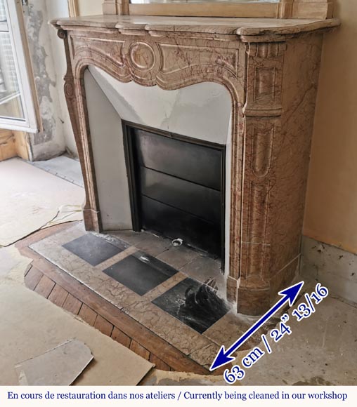 Pompadour model fireplace in Brocatelle, late 19th century-4