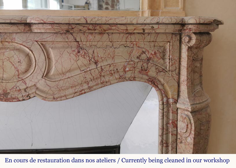 Pompadour model fireplace in Brocatelle, late 19th century-5