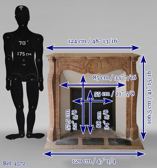 Pompadour model fireplace in Brocatelle, late 19th century-9